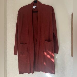 Liz Claiborne Burnt orange long sleeve cardigan.